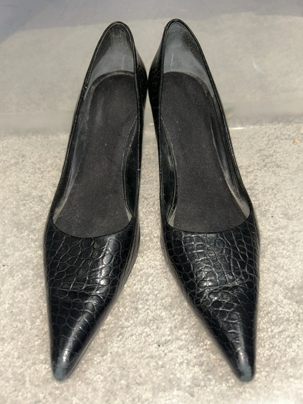 MINE WEST Classic Textured Pointed Toe Black Women’s Pumps